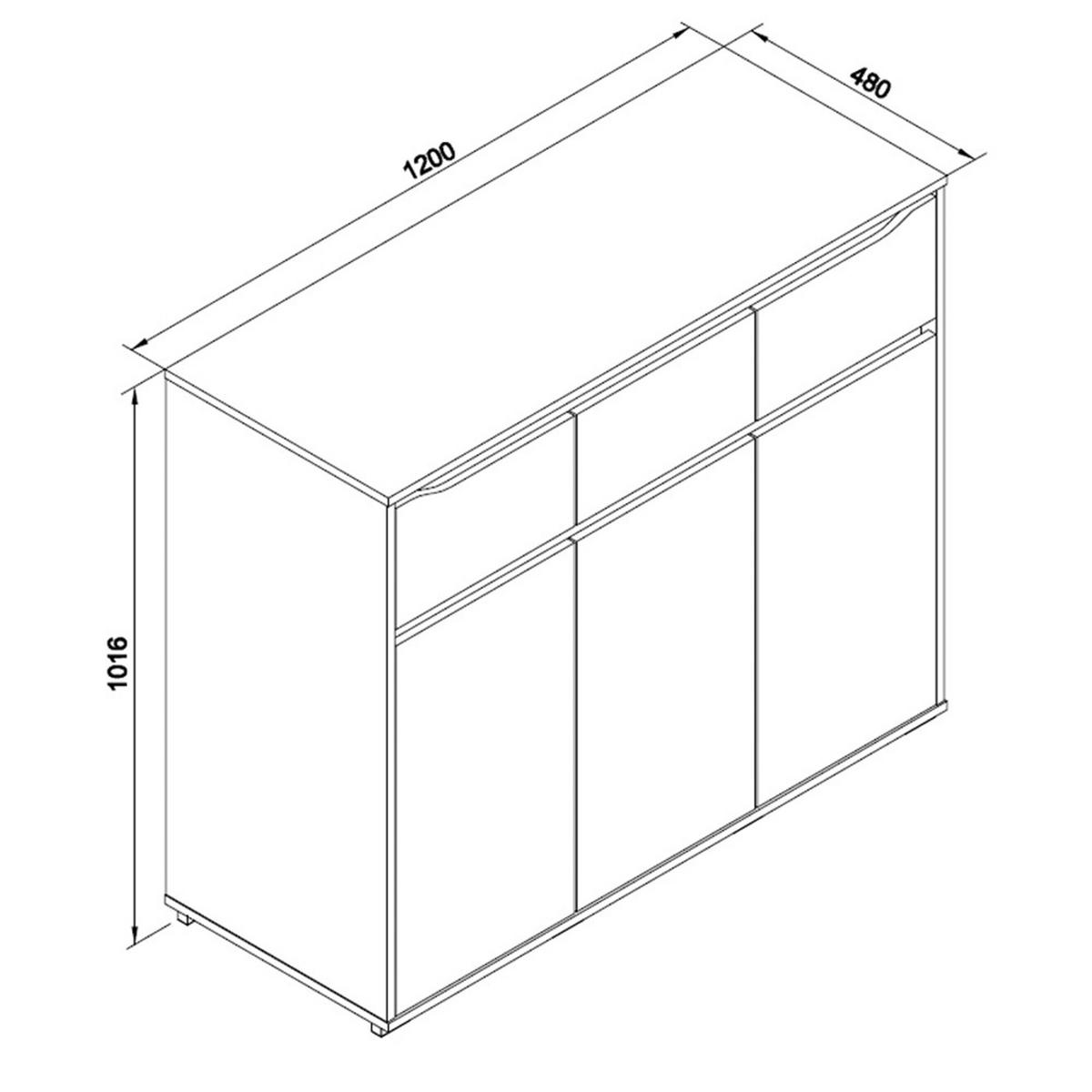 KOMMODE Ruben Weiß 120 x 101.6 cm mit Schubladen - Weiß, Holzwerkstoff (48/101.6/120cm) - Vicco