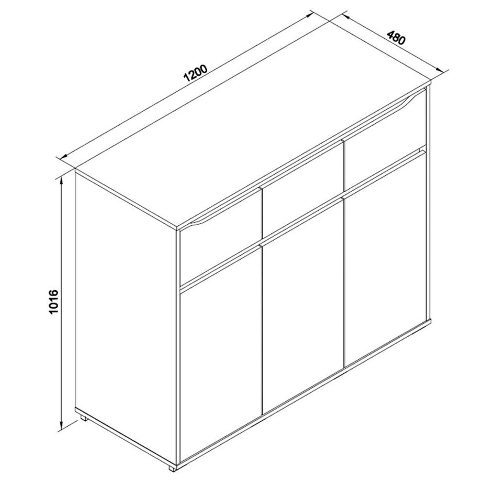 Thumbnail - Vicco Kommode, Weiß, Weiß, Holzwerkstoff, 7 Fächer, 3 Schubladen, Rechteckig, 48x101.6x120 cm, Wohnzimmer, Kommoden & Si...