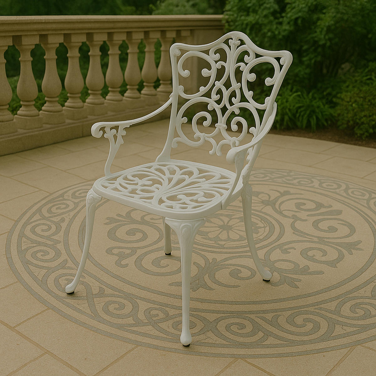 BISTROSTUHL Boulder - Jugendstil - Aluguss antik weiß - Weiß, Metall (58/90/53cm) - TPFGarden