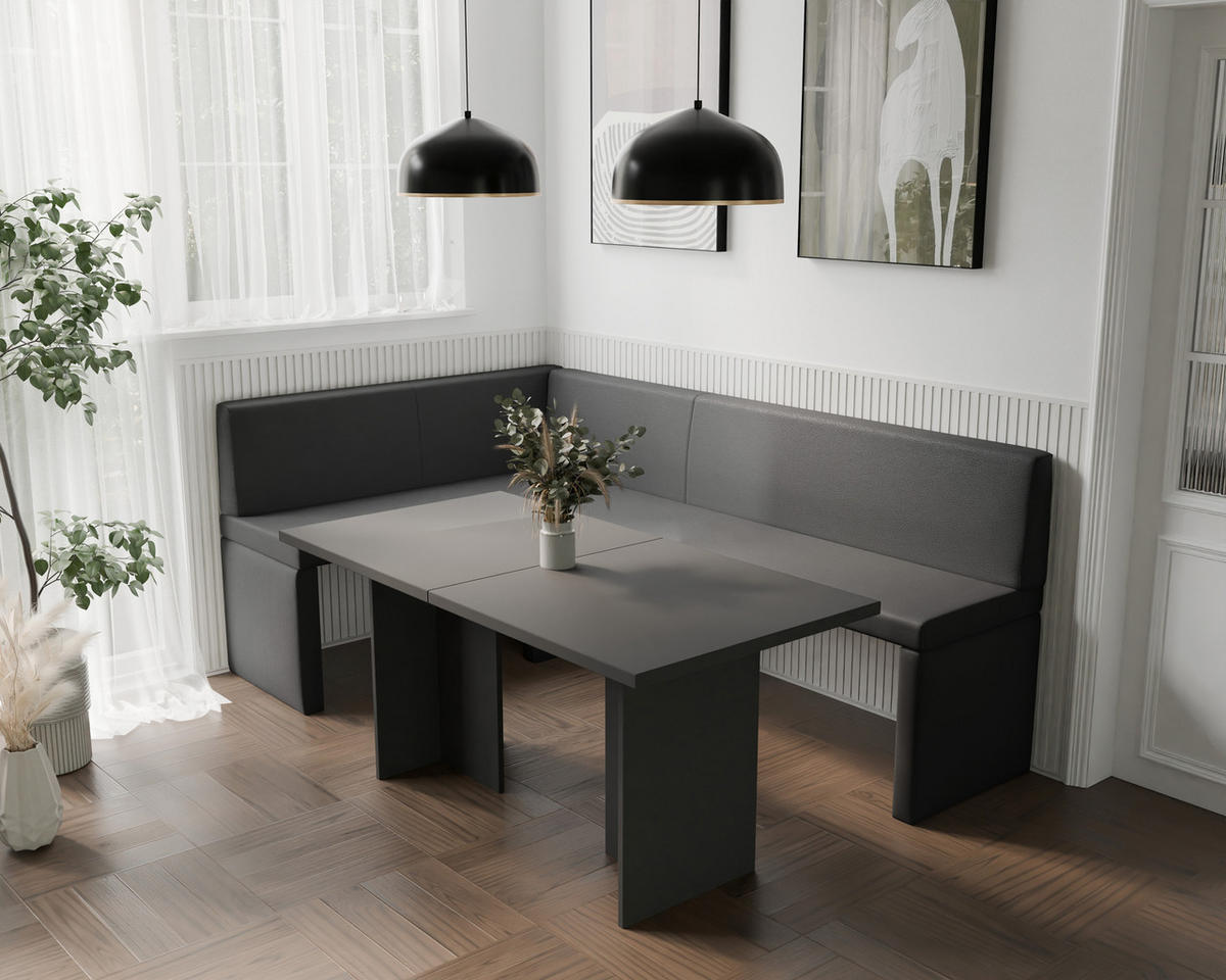 ECKBANK links OWEN Kunstleder, 128/168 cm Anthrazit - Anthrazit, Holz/Kunststoff (128/168cm) - Idohome