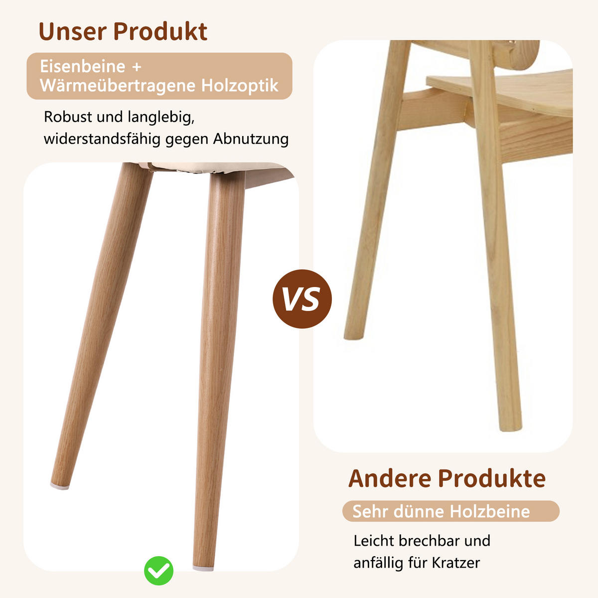 WOHNZIMMER STÜHLE mit Rattan-Rückenlehne PU-Sitzkissen 2tlg - Beige/Braun, Textil (51/79/54cm) - EVRYAE