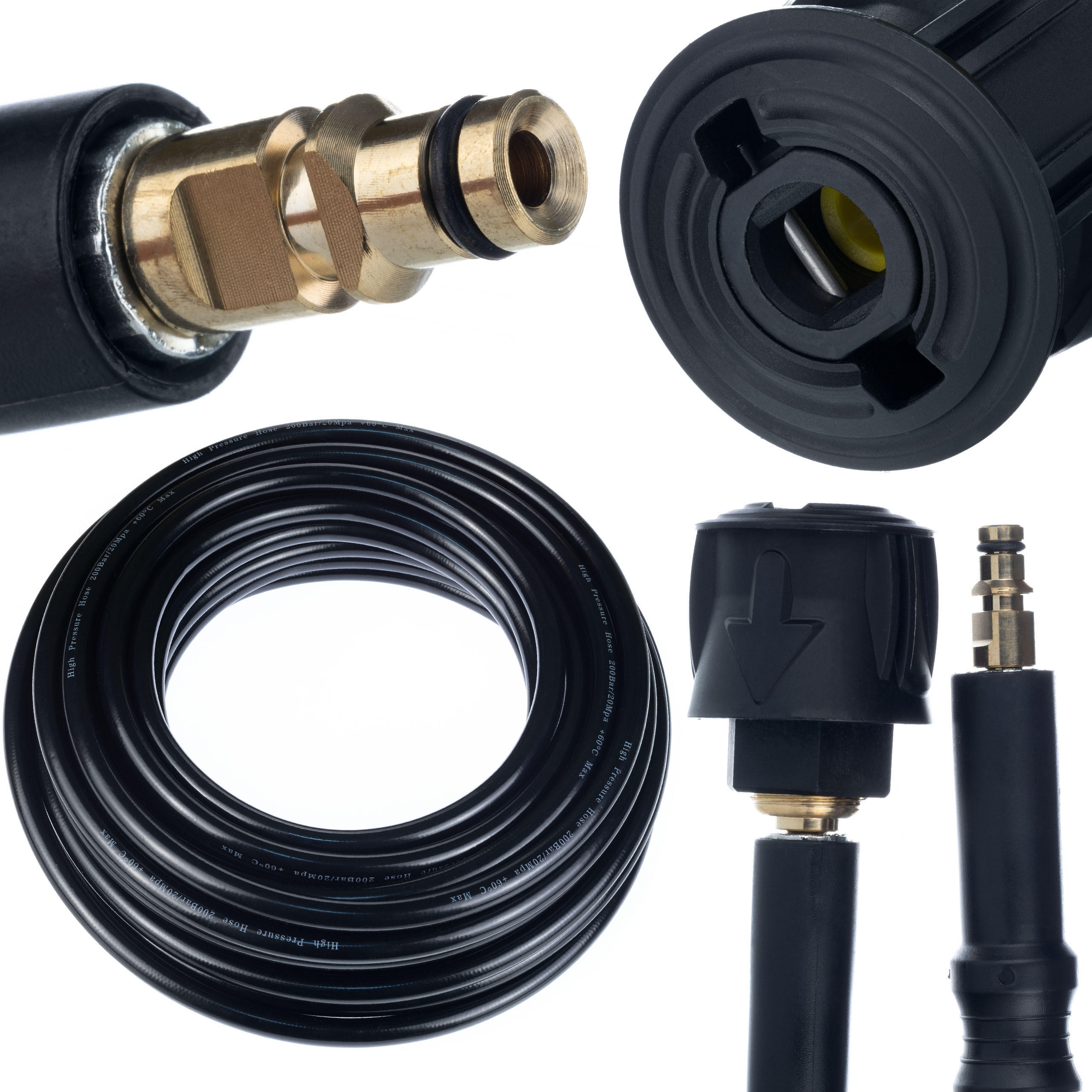 SCHLAUCH K2-K7 Verlängerung 15 m, Click Connect, Hochdruck, 200 bar, 60 °C - Multicolor, Kunststoff/Metall (28/8/28cm)