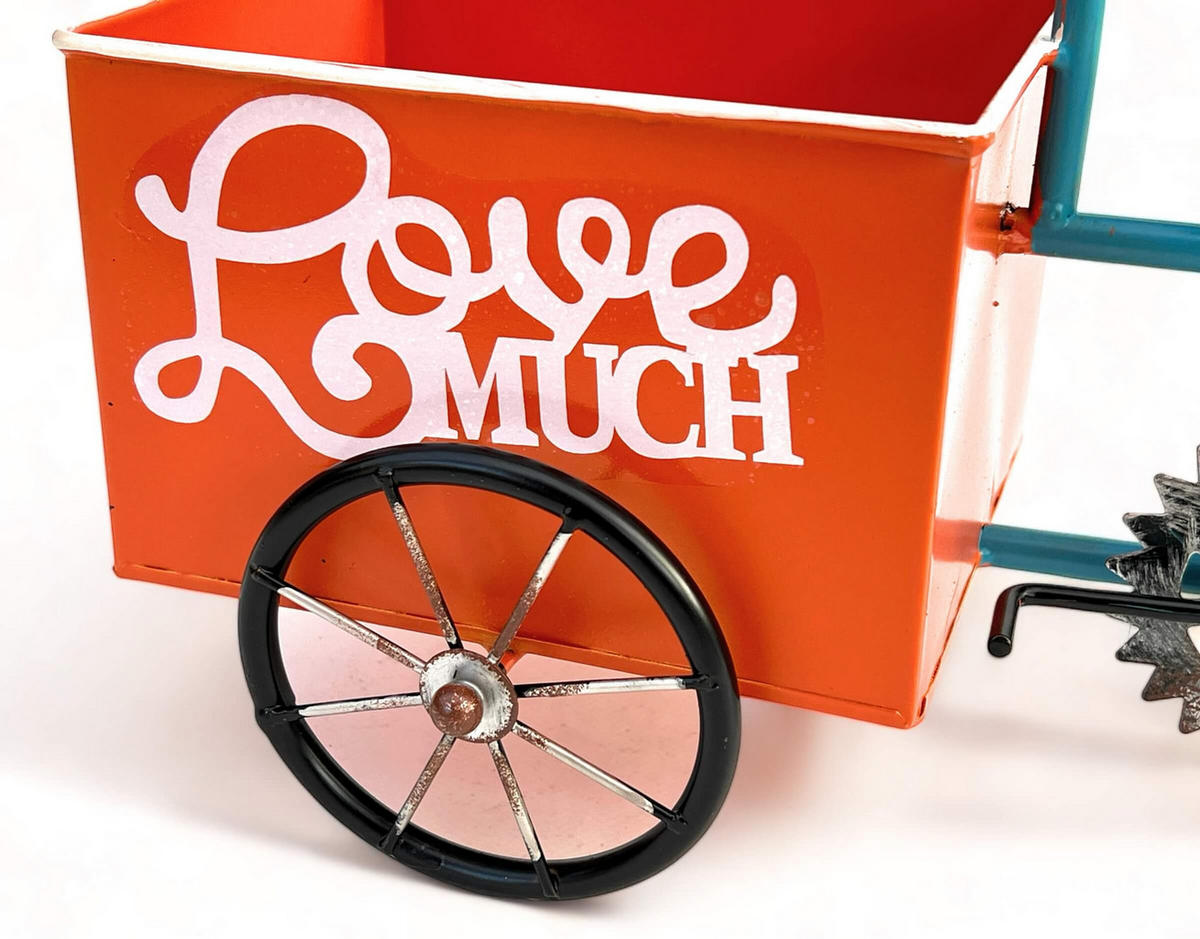BLUMENFAHRRAD für Garten Metall Stehend Blau Orange - Blau, Metall (46/24.5/21cm) - DanDiBo