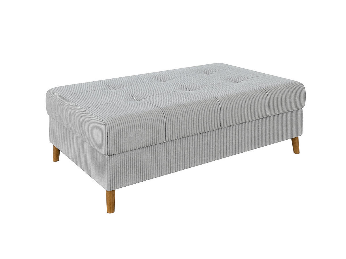 HOCKER Alma Hellgrau Cord - Hellgrau/Braun, Holz/Textil (118/40/73cm) - S-Style Möbel