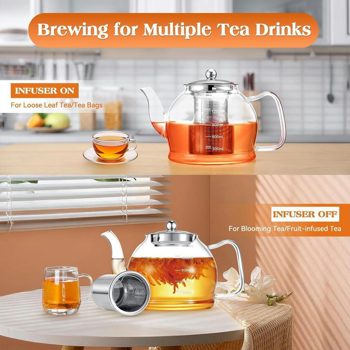 TEEKANNE Glas 1500 ml mit Siebeinsatz - Transparent, Glas (15/15cm)