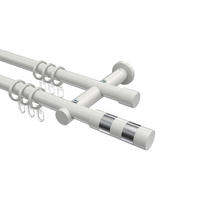 GARDINENSTANGEN-SET Platon Mavell 360 cm (geteilt in 2 x 180 cm), 2-läufig, 20 mm Ø Weiß - Chromfarben/Weiß, Metall (360cm) - INTERDECO