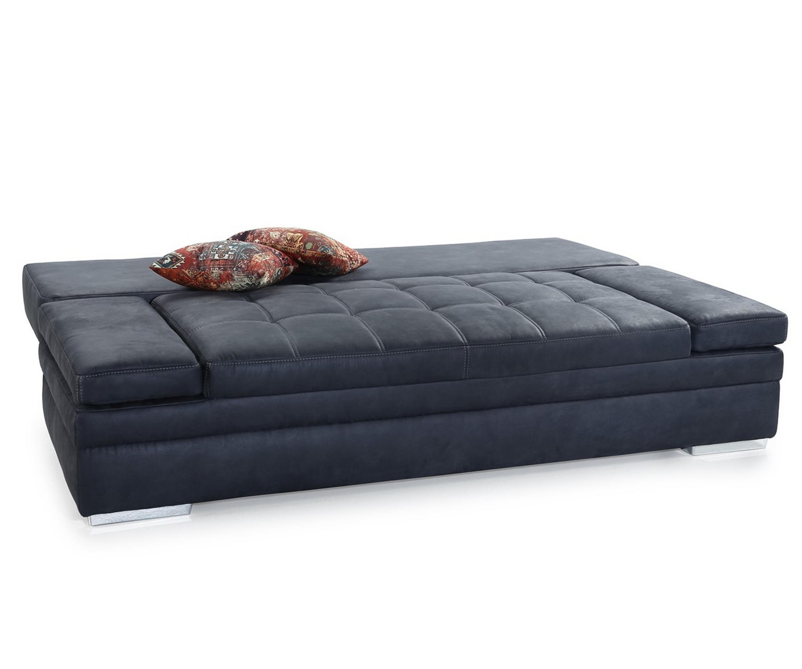 SCHLAFSOFA mit Bettkasten, Wellenfederung, Armlehnen verstellbar B200/T100/H84 cm, Liegefl.148x200 cm, Antikleder-Optik Mikrofaser Anthrazit / 15118 - Chromfarben/Anthrazit, Textil/Metall (200/84/100cm) - luma-home