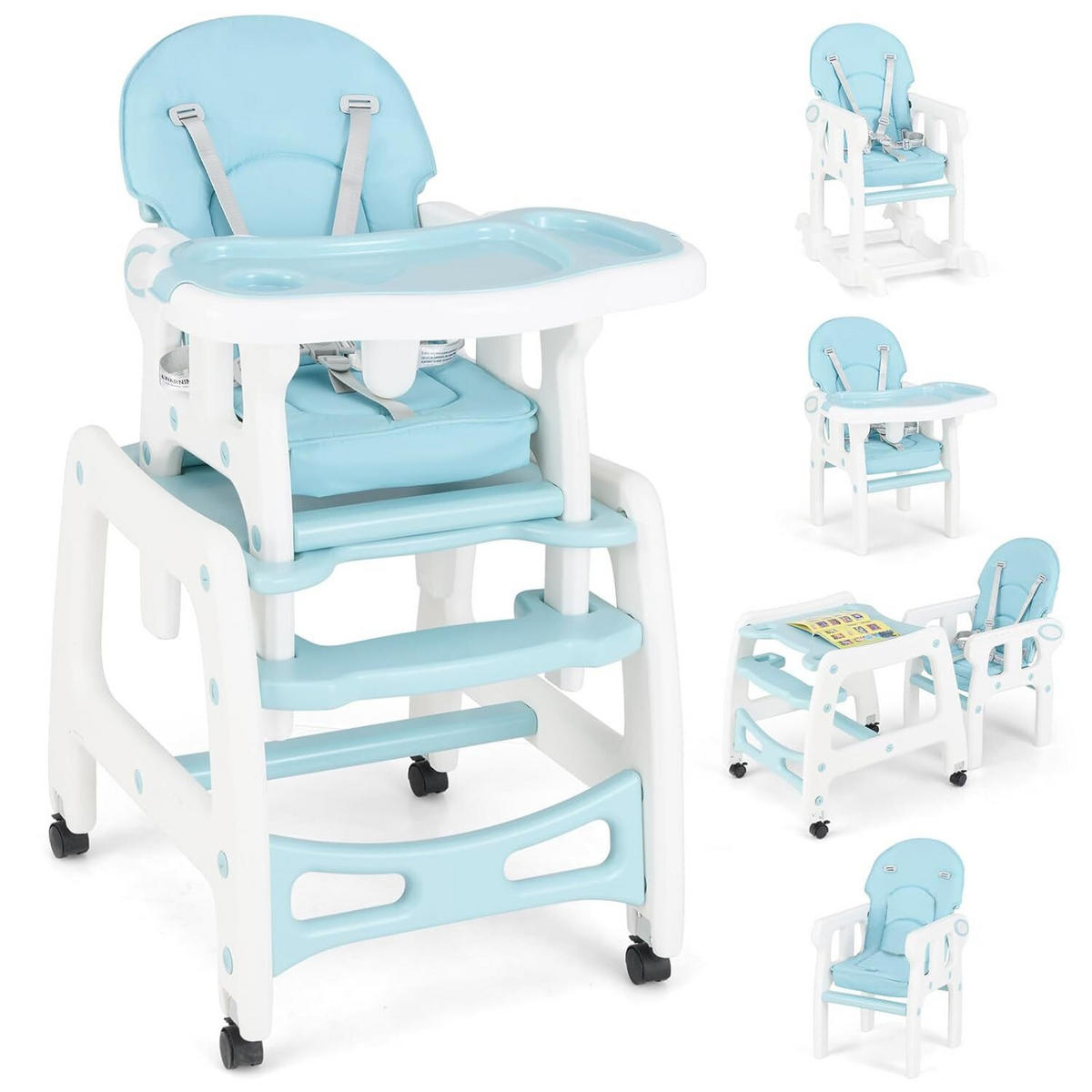 BABYHOCHSTUHL Blau - Blau, Kunststoff (51/104/62cm) - COSTWAY