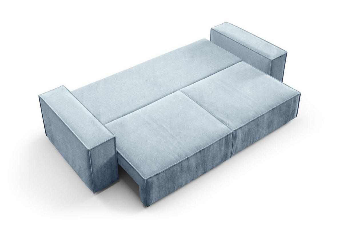 SCHLAFSOFA mit Bettkasten Himmelblau - Hellblau, Textil (255/88/102cm) - Furnisell