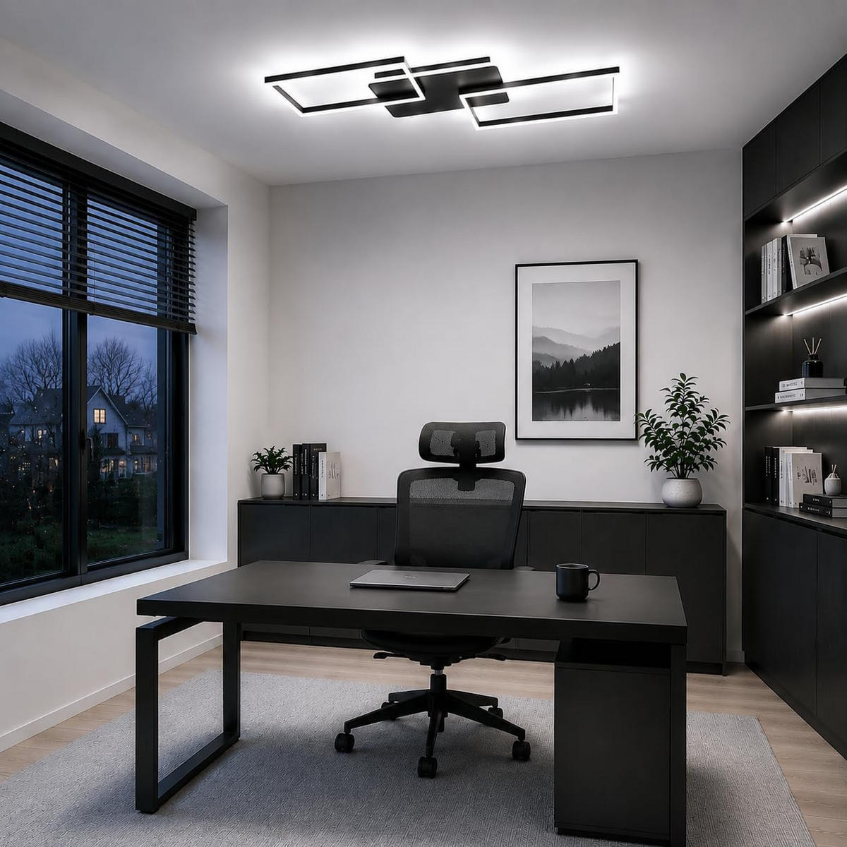 LED-DECKENLEUCHTE Tarak 45/7/80 cm - Schwarz, Metall (80/45/7cm) - ZMH
