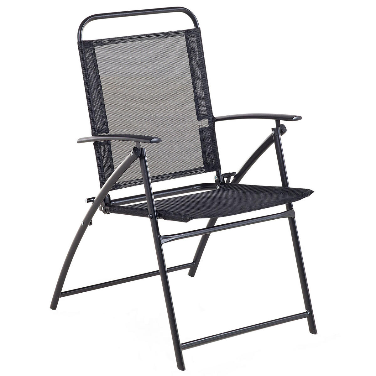GARTENSTUHL 6er-Set Stahl schwarz Livo - Schwarz, Metall (48/90/66cm) - Beliani