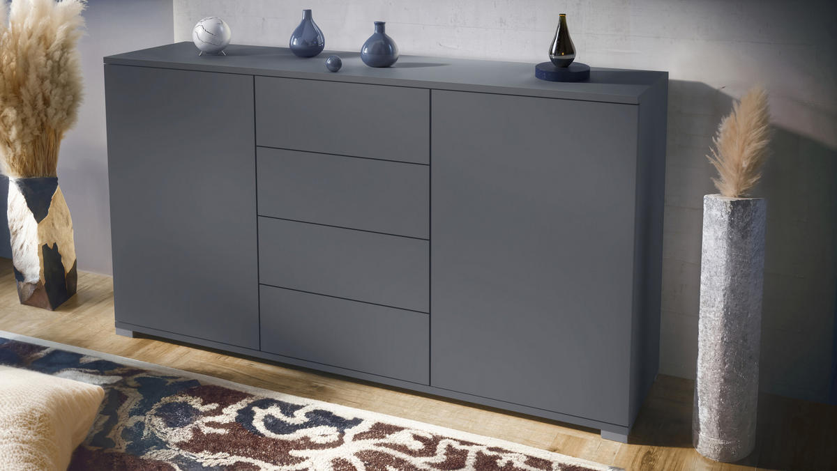 SIDEBOARD Santo Anthrazit matt - Anthrazit, Holzwerkstoff (138.5/75.5/35cm) - Vladon