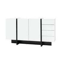 KOMMODE aus MDF & Spanplatte 150x40x80cm in Weiß mit 2 Türen & 4 Schubladen - Weiß, Holzwerkstoff (150/80/40cm) - Modfu