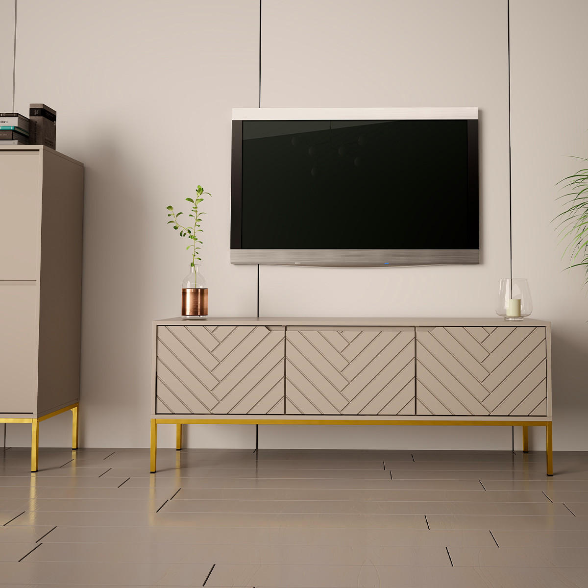 TV-MÖBEL Daria Kaschmir - Beige, Holzwerkstoff (151/77/39cm) - Petits-meubles