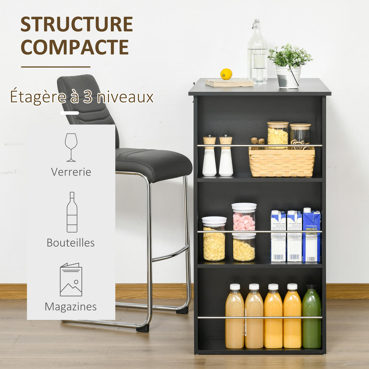 BARTISCH Schwarz 1 Stück - Schwarz, Kunststoff (112/57/106cm) - GiPP