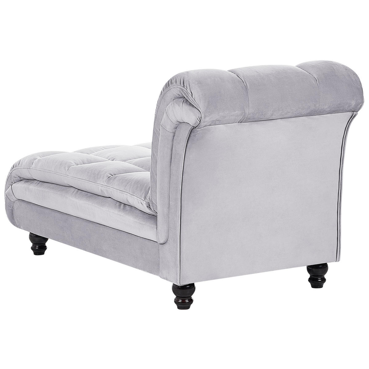CHAISELONGUE Samtstoff hellgrau rechtsseitig Lormont - Grau, Textil (141/76/70cm) - Beliani