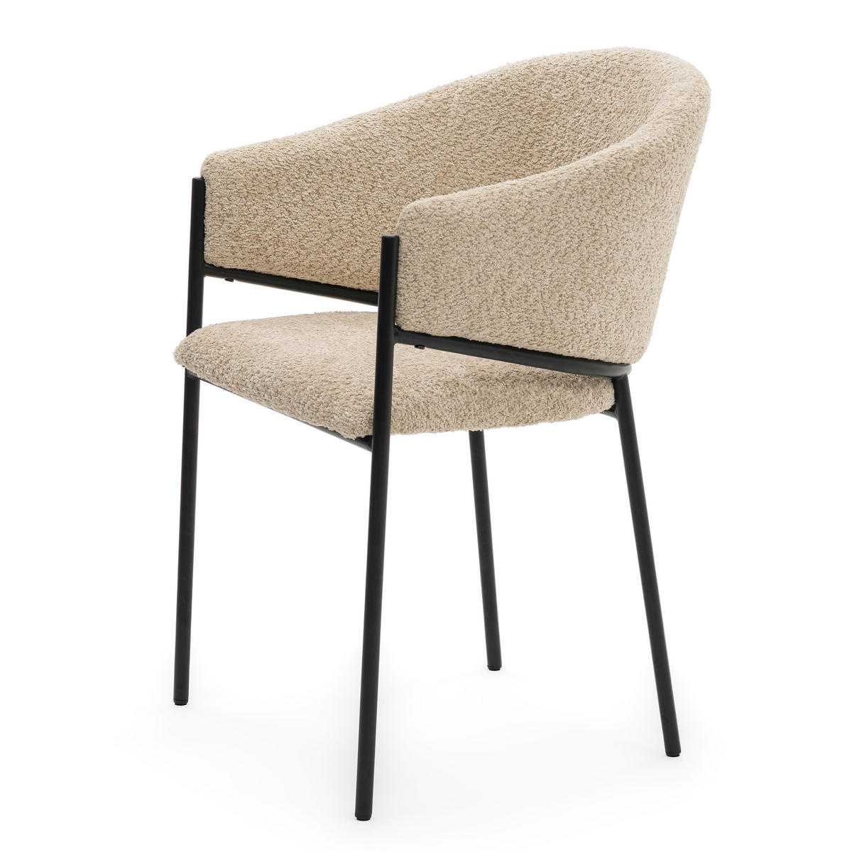 STUHL BUENO gespolsterter - hellbeige - Glamour Boucle Chenille - Beige/Schwarz, Textil/Metall (55/83/56cm) - NEW HOME