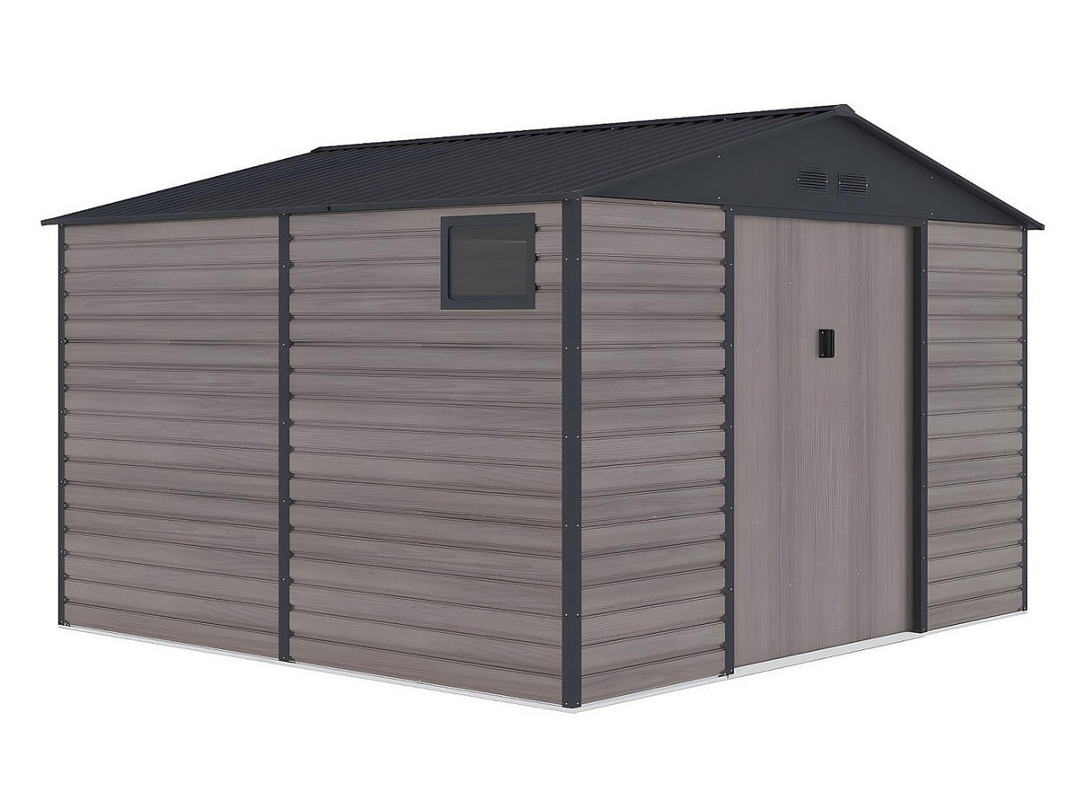 SCHREBERGARTENHAUS - 330 cm x 309 cm - metall - anthrazitgrau, naturfarben dunkel Adelmo - Anthrazit, Metall (330/229/309cm) - Vente-Unique