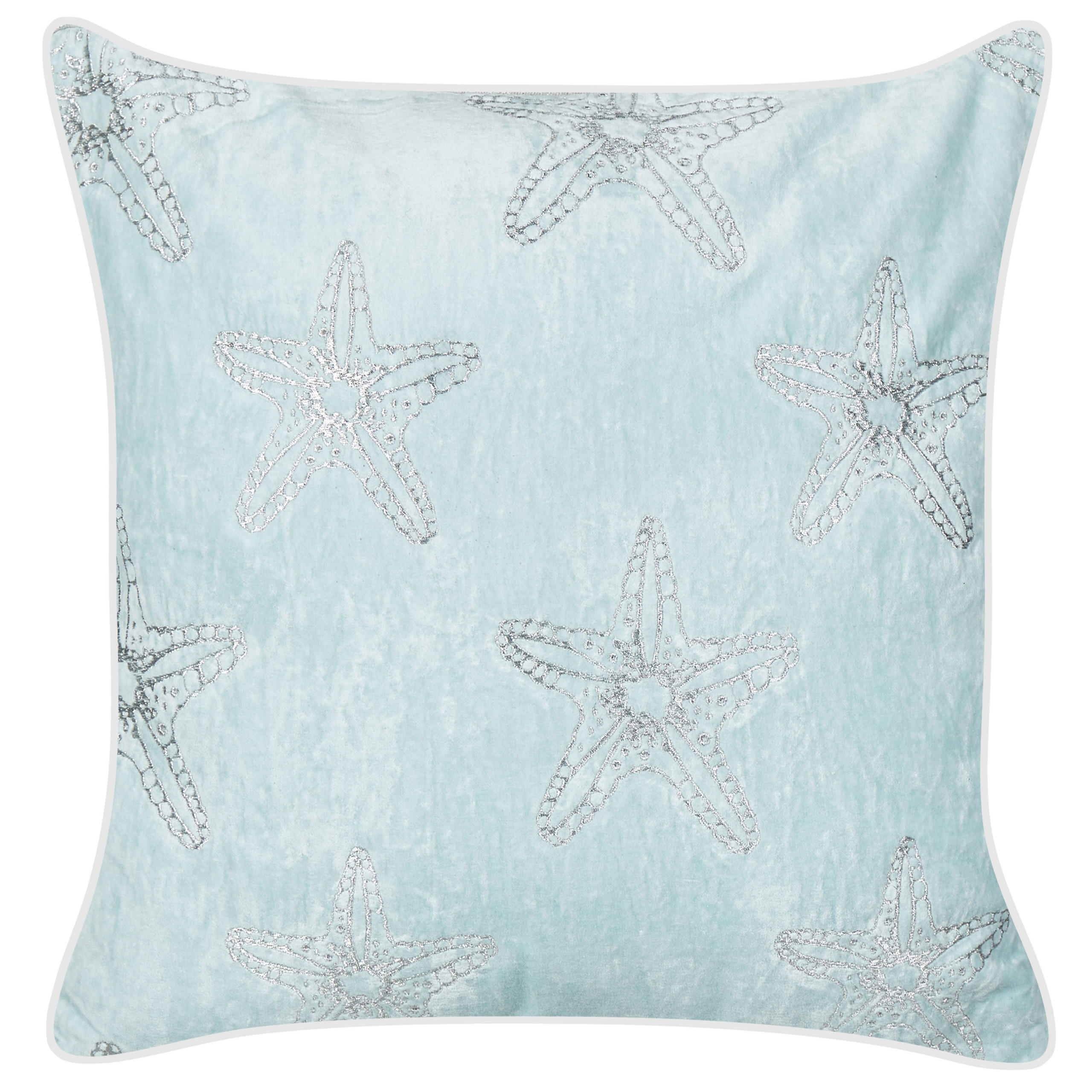 DEKOKISSEN 2er-Set Blau 45/45 cm Ceramium - Blau/Weiß, Textil (45/45cm) - Beliani