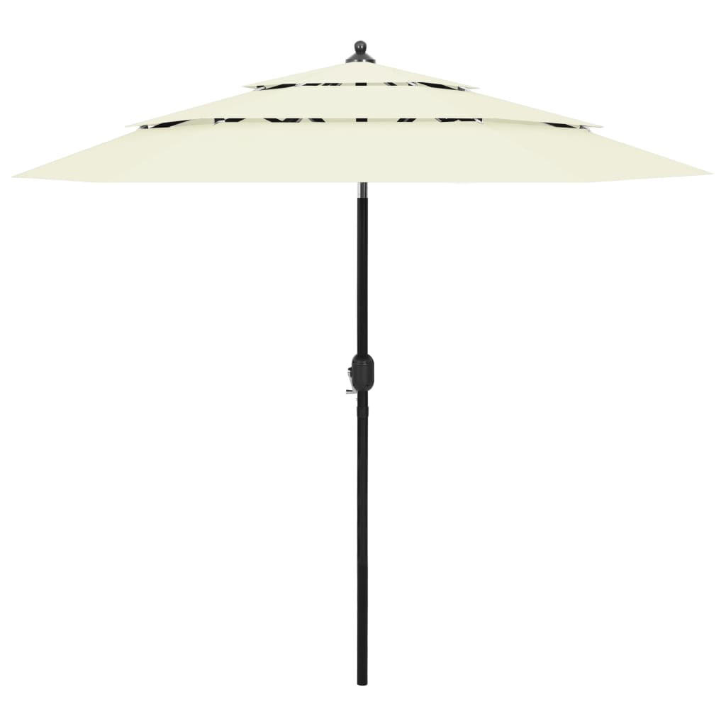 SONNENSCHIRM mit Aluminium-Mast 3-lagig Sandfarbe 2,5 m - Beige, Textil (250/250cm) - furnicato