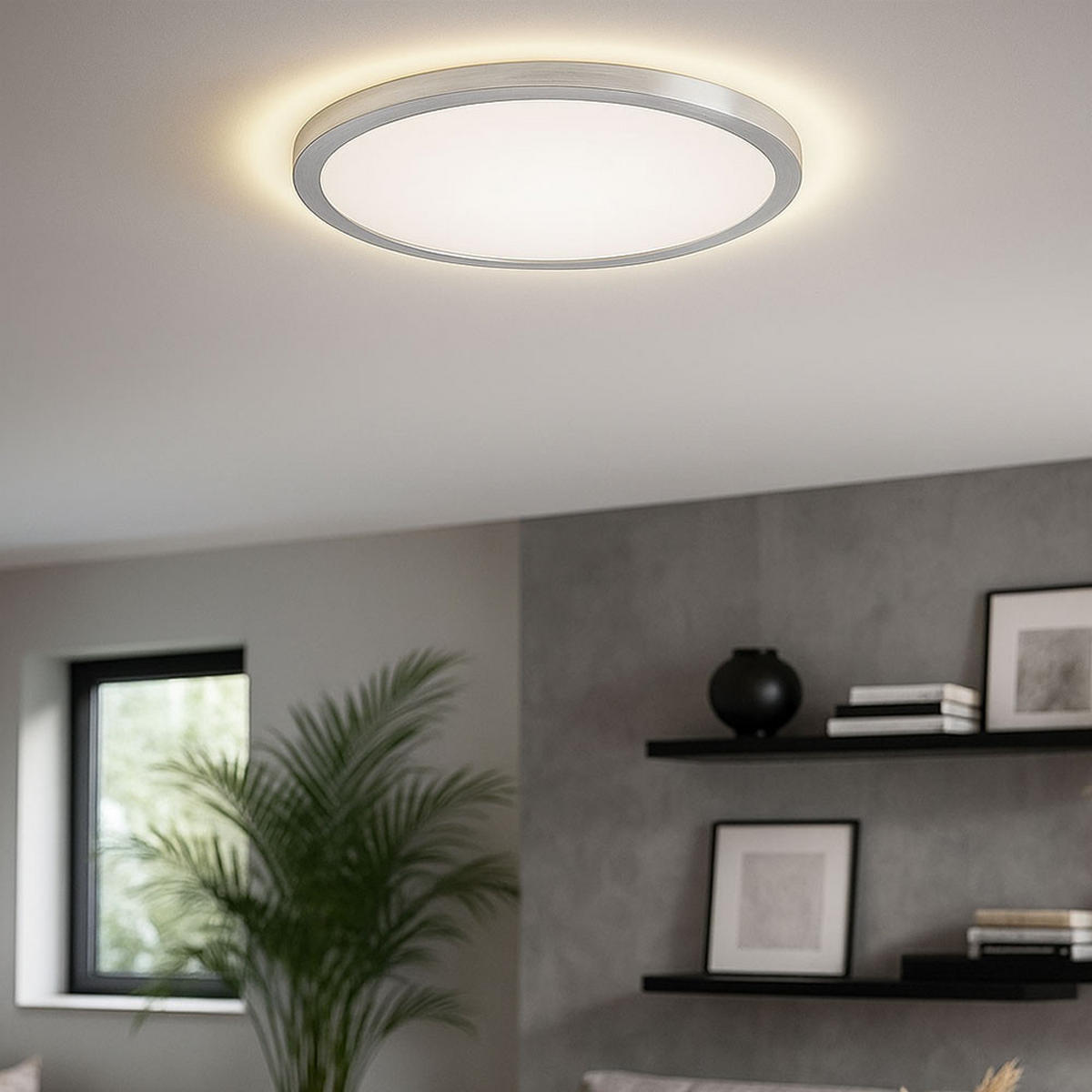 LED DECKENLEUCHTE Backlight Silber - Weiß, Kunststoff (42.5/42.5/3.4cm) - Briloner