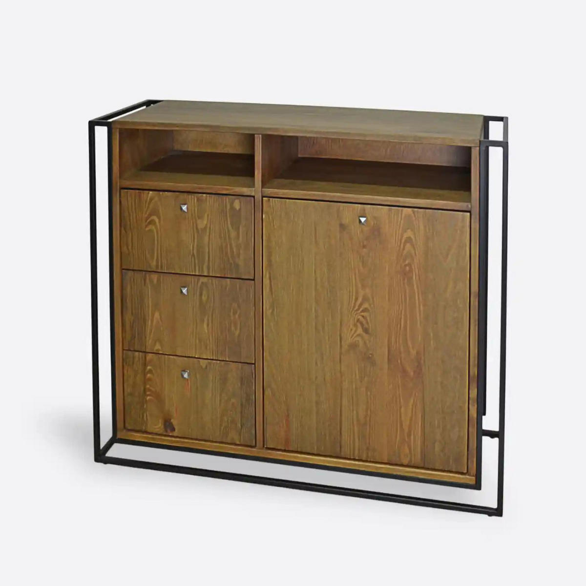 KOMMODE aus Massivholz und Metall für das Wohnzimmer - Eichefarben, Holz (120/100/40cm) - Rawood Furniture