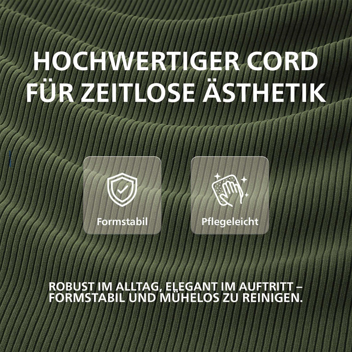 ESSZIMMERSTUHL Cord Grün - Naturfarben/Grün, Holz/Textil (41/91/47cm) - CLP