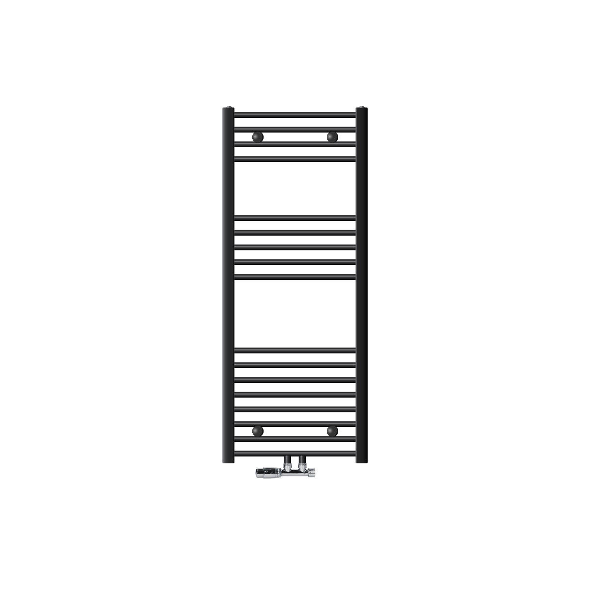 BADHEIZKÖRPER Sahara 500x1200 mm Anthrazit gerade mit Ventil Eckform - Anthrazit, Metall (50/120/3cm) - LuxeBath