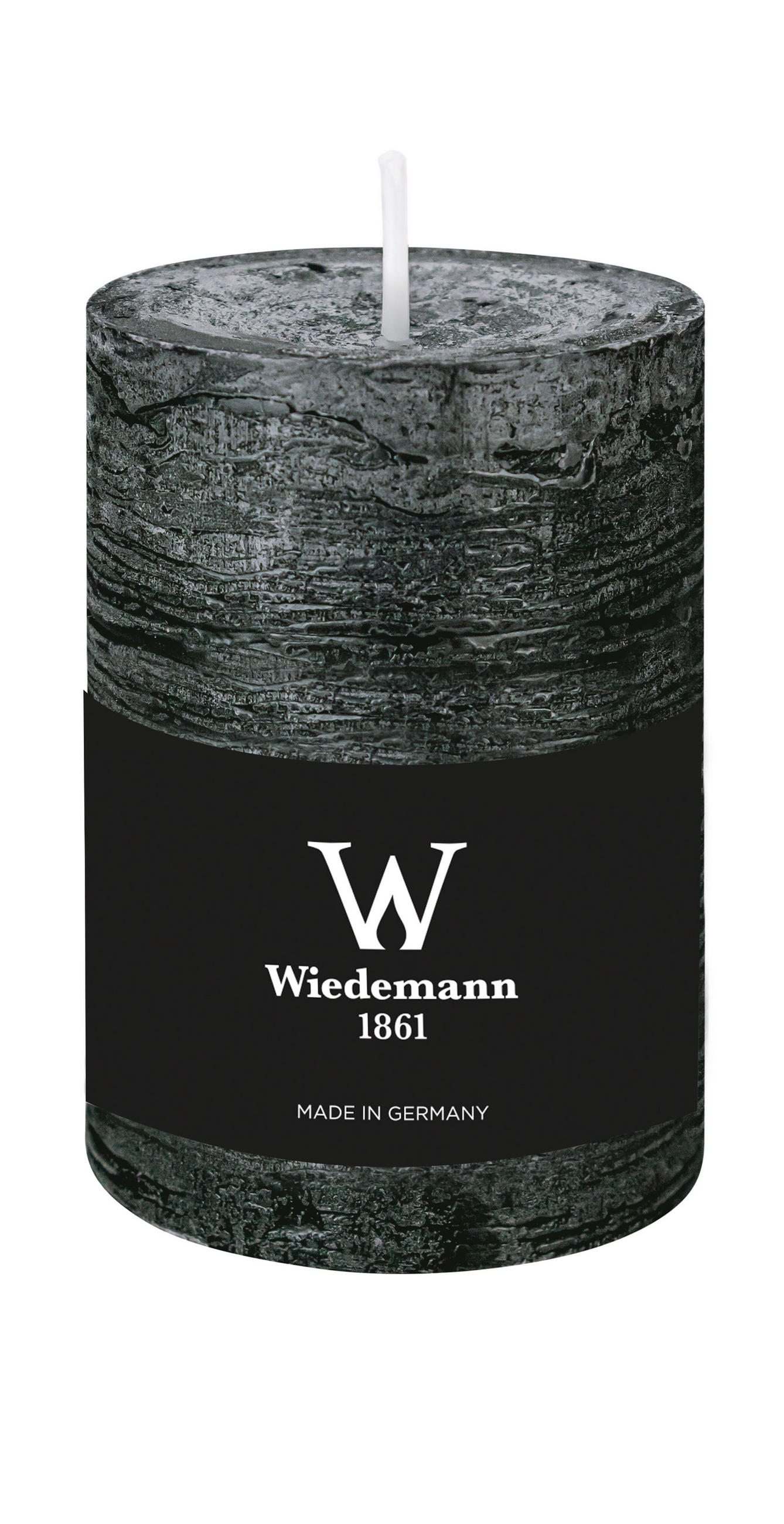 STUMPENKERZE Rustik Marble Style Grau 100 x Ø 68 mm, 1 Stück - Grau, Paraffin (10cm) - Wiedemann Kerzen