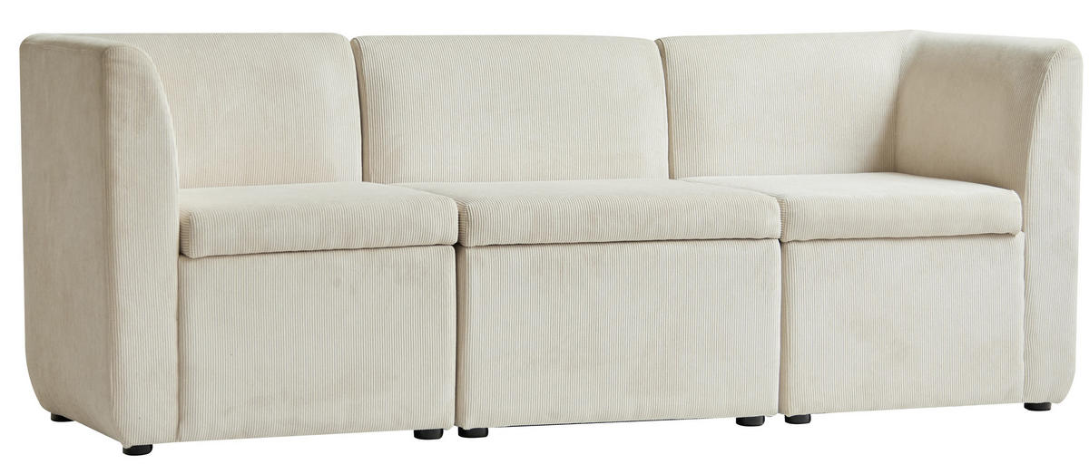 SOFA Samt Beige - Beige, Textil (180/68/60cm) - Nordlys