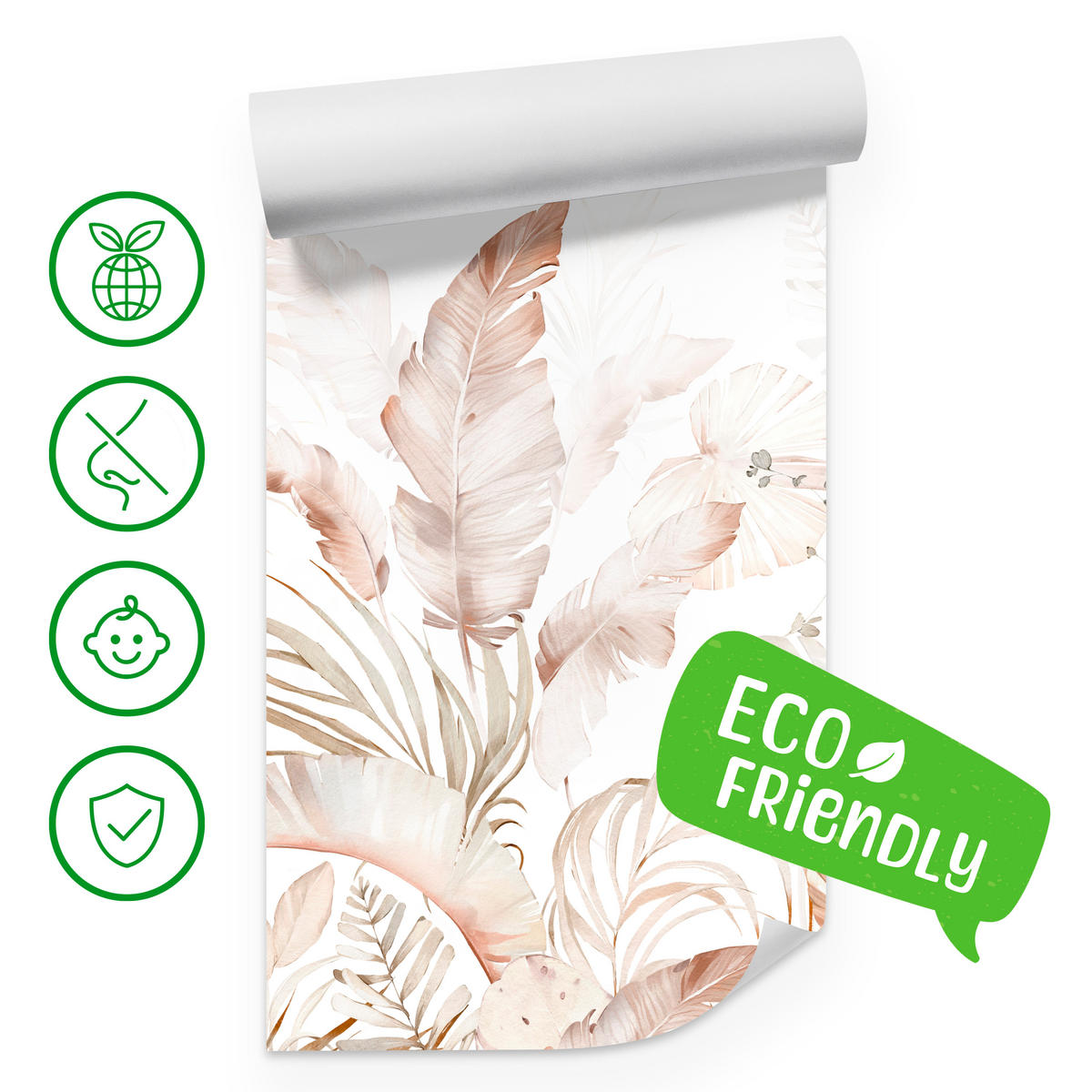 FOTOTAPETE für Esszimmer Beige Palmenblätter Tropisch Boho 250x175 - Beige/Orange, Papier (250/175cm) - Muralo