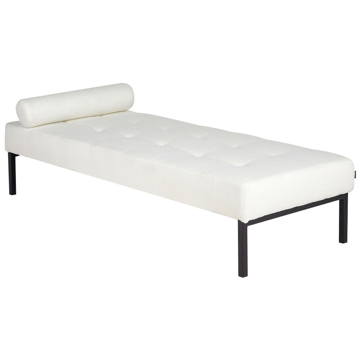 ČALOUNĚNÉ LEHÁTKO CHAISE LONGUE Bouclé Bílé Chinon - bílá/černá, textil (178/41/73cm) - Beliani