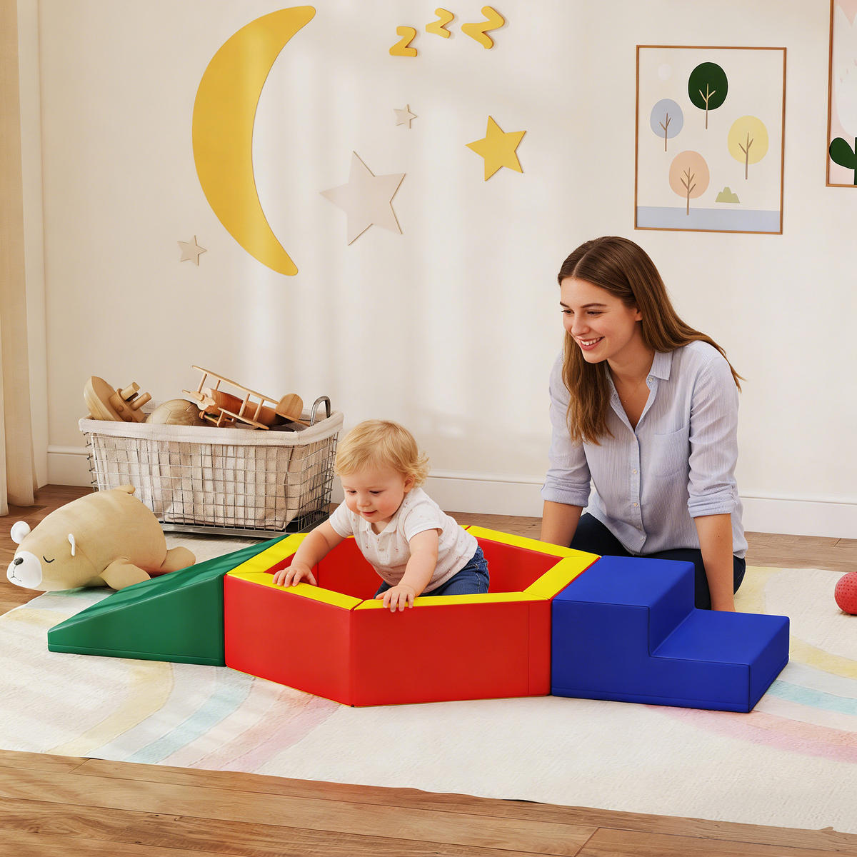 MOTORIKSPIEL DE-18215 3-in-1, EPE-Schaum Bunt - Multicolor, Kunststoff (100/25/190cm) - ComfortXL