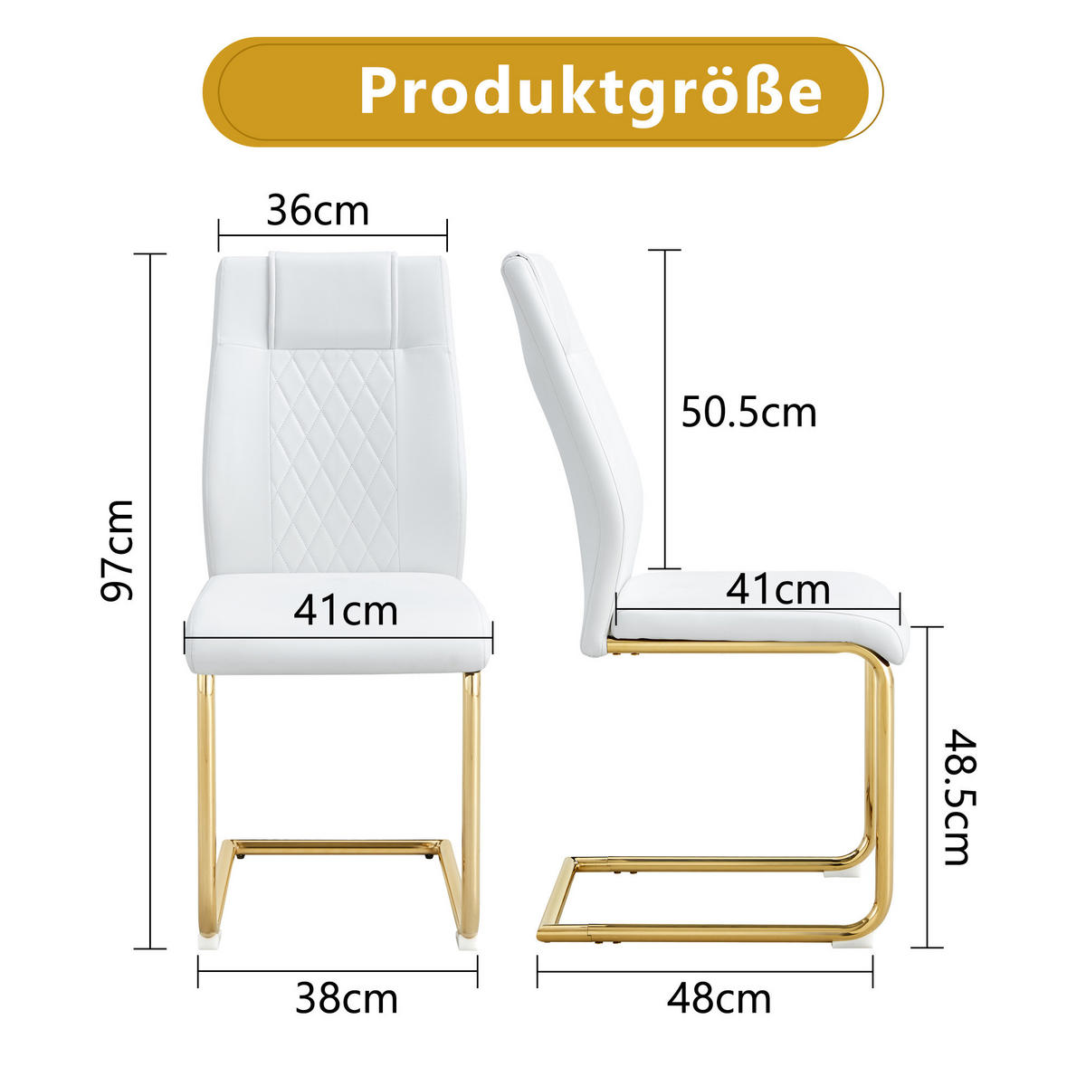 SCHWINGSTUHL DE-36497 4er-Set mit goldenen Metallbeinen Weiß - Goldfarben, Metall (48/97/41cm) - ComfortXL