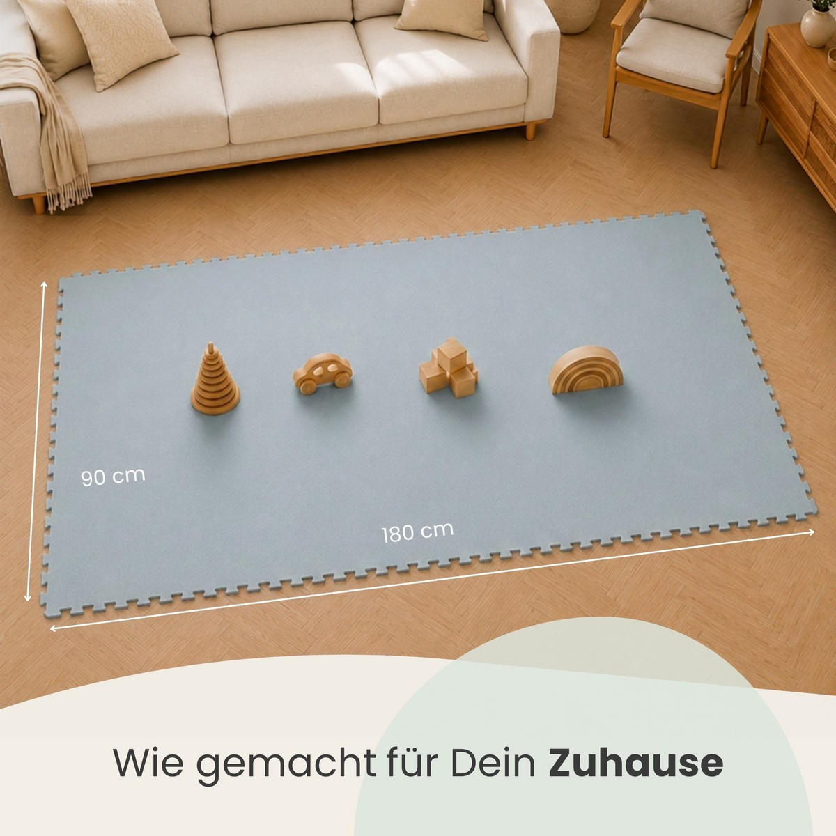 SPIELMATTE ab Null - 180/90/1 cm - Puzzlematte Graublau - Blau, Kunststoff (30/30cm) - Littletom