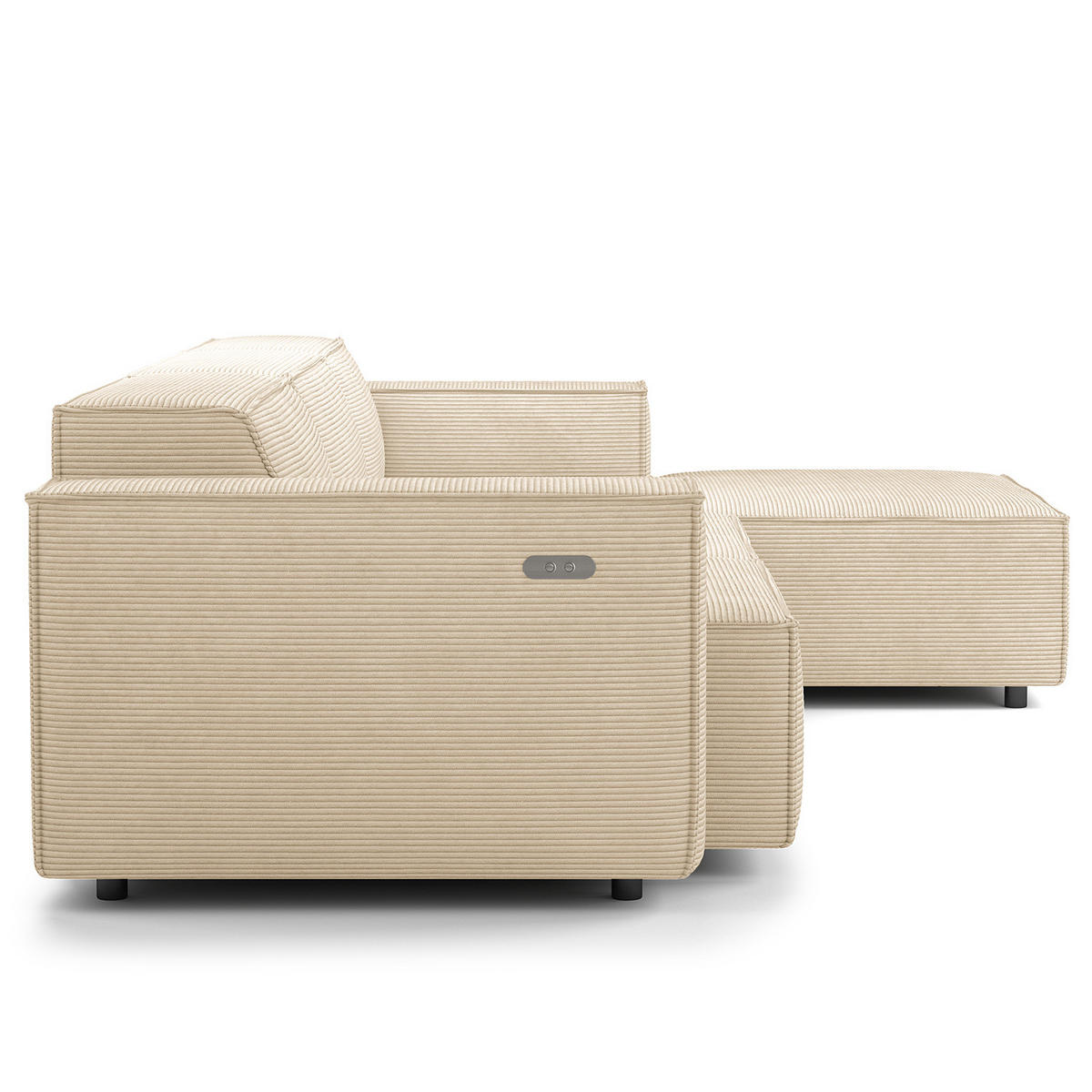 ECKSOFA mit Longchair - Beige/Schwarz, Kunststoff/Textil (294/177cm) - home24