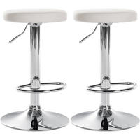 BARHOCKER 2er Set Pontius Kunstleder chrom weiß - Chromfarben/Weiß, Kunststoff/Metall (38.5/81/38.5cm) - TPFLiving