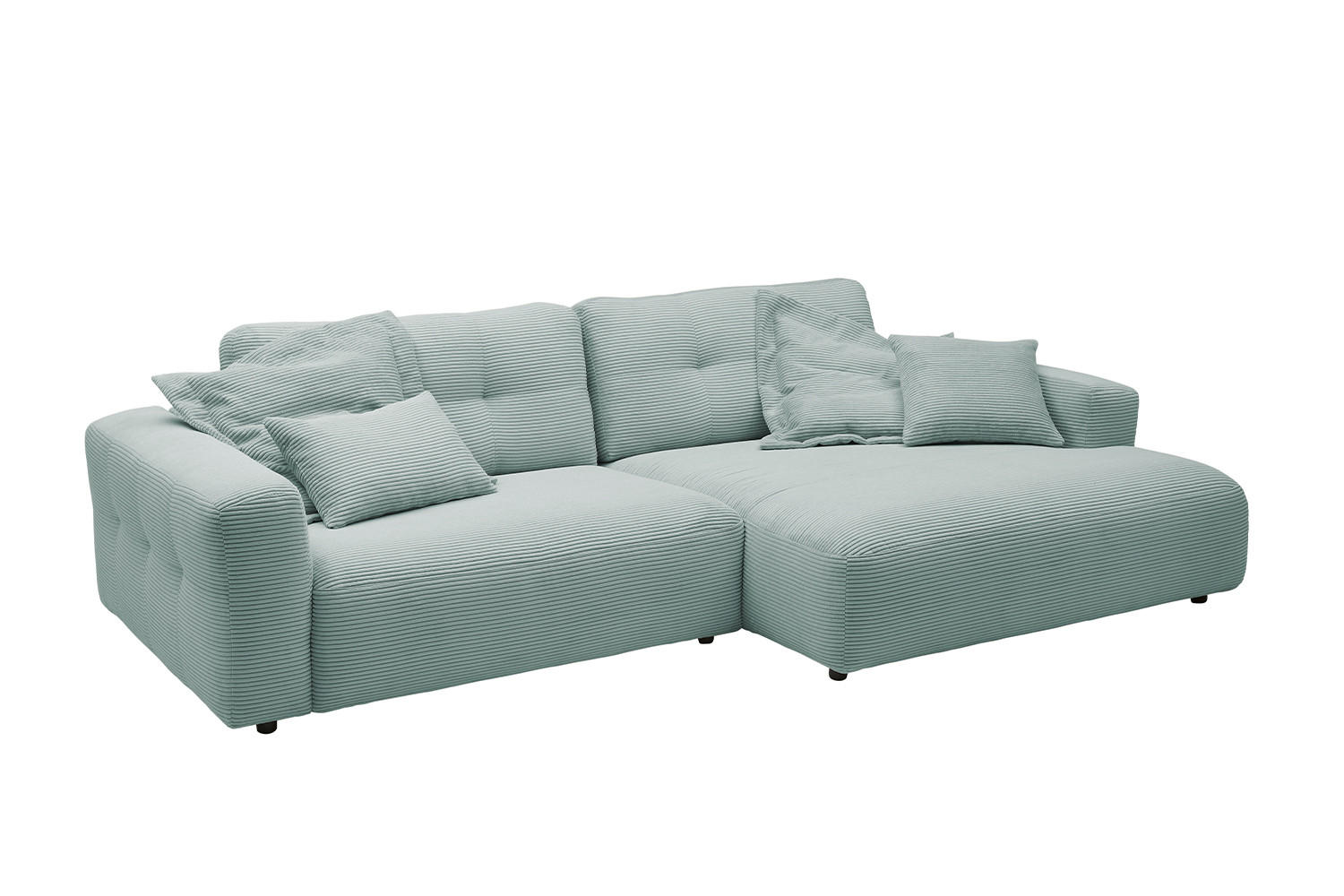 ECKSOFA XL MIKA Hellblau Cord - Schwarz/Hellblau, Kunststoff/Textil (296/167cm) - KAWOLA