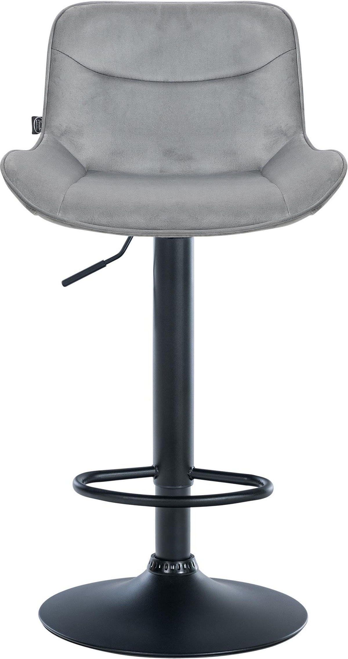 BARHOCKER Samt grau - Schwarz/Grau, Textil/Metall (49/85/51cm) - CLP