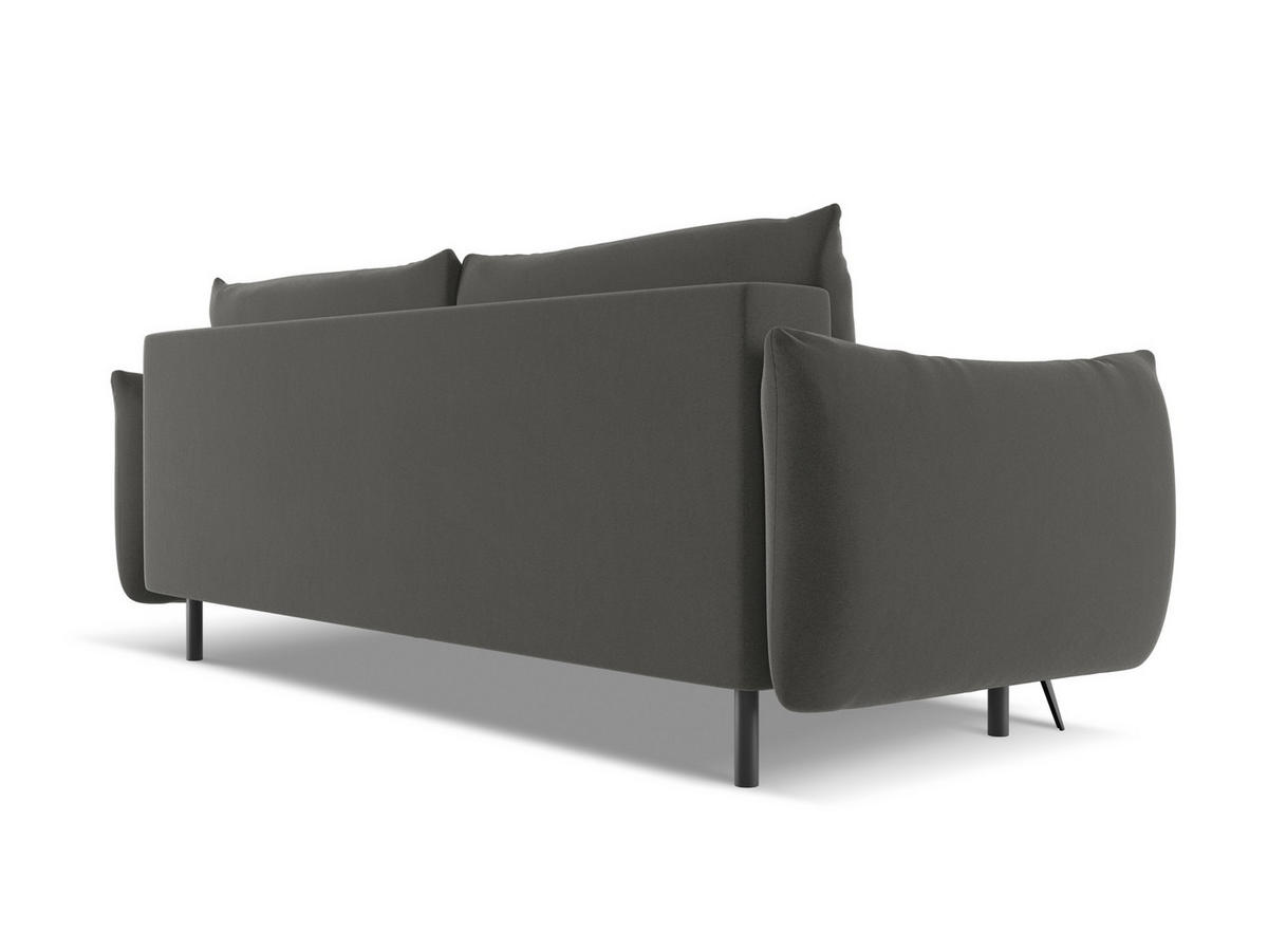 3-SITZER SOFA mit Schlaffunktion Samt Stoff Grau - Dunkelgrau/Schwarz, Textil/Metall (230/86/105cm) - Makamii
