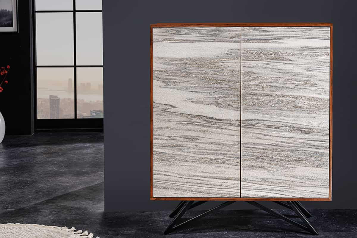 HIGHBOARD MOUNTAIN SOUL Akazie Weiß 120cm - Schwarz/Braun, Holz/Stein (100/120/38cm) - riess-ambiente