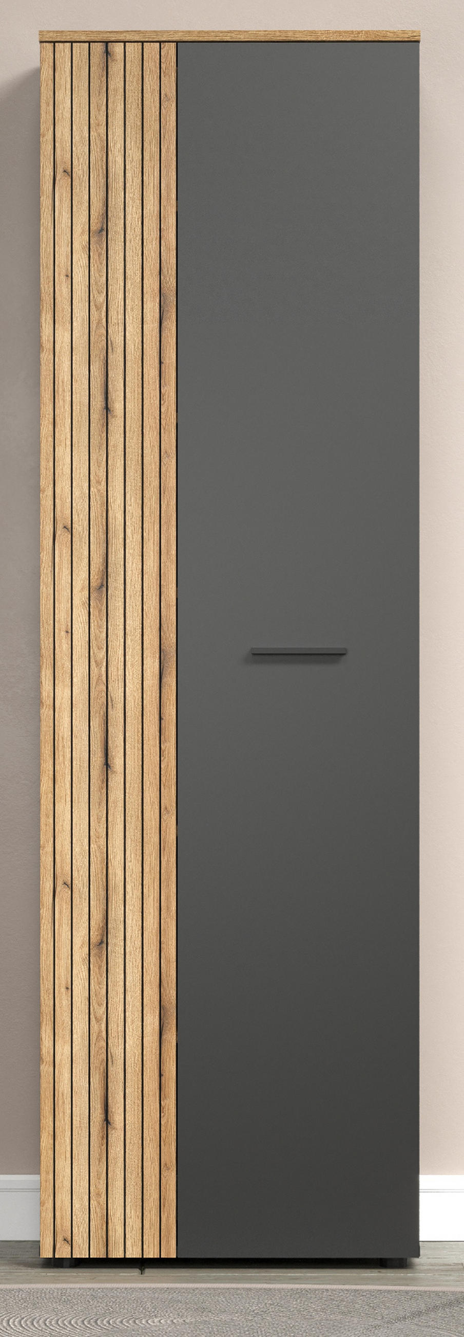 GARDEROBENSCHRANK grau, Evoke Eiche 60 x 195 cm, Garderobe oder großer Schuhschrank - Eichefarben/Anthrazit, Holzwerkstoff/Kunststoff (60/195/36cm) - Top.Furn