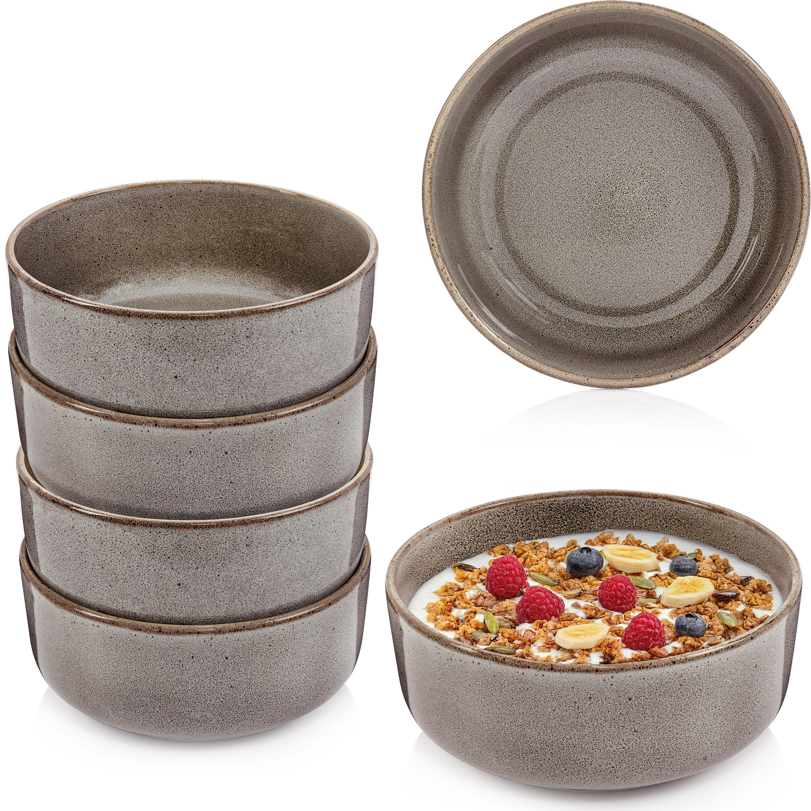 SCHALEN SET KAIRO GRAPHIT - 6 teilig aus Steingut - Braun, Keramik (38.5cm) - Sänger