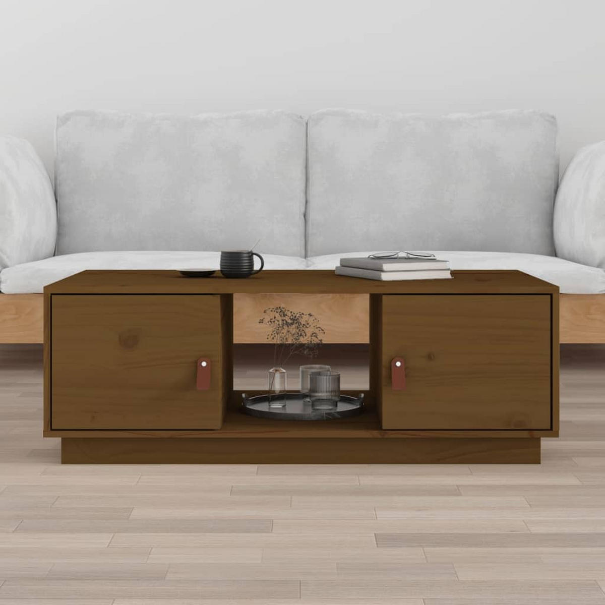 COUCHTISCH Honigbraun 100x50x35 cm Massivholz Kiefer - Braun, Holz (100/50/35cm) - furnicato