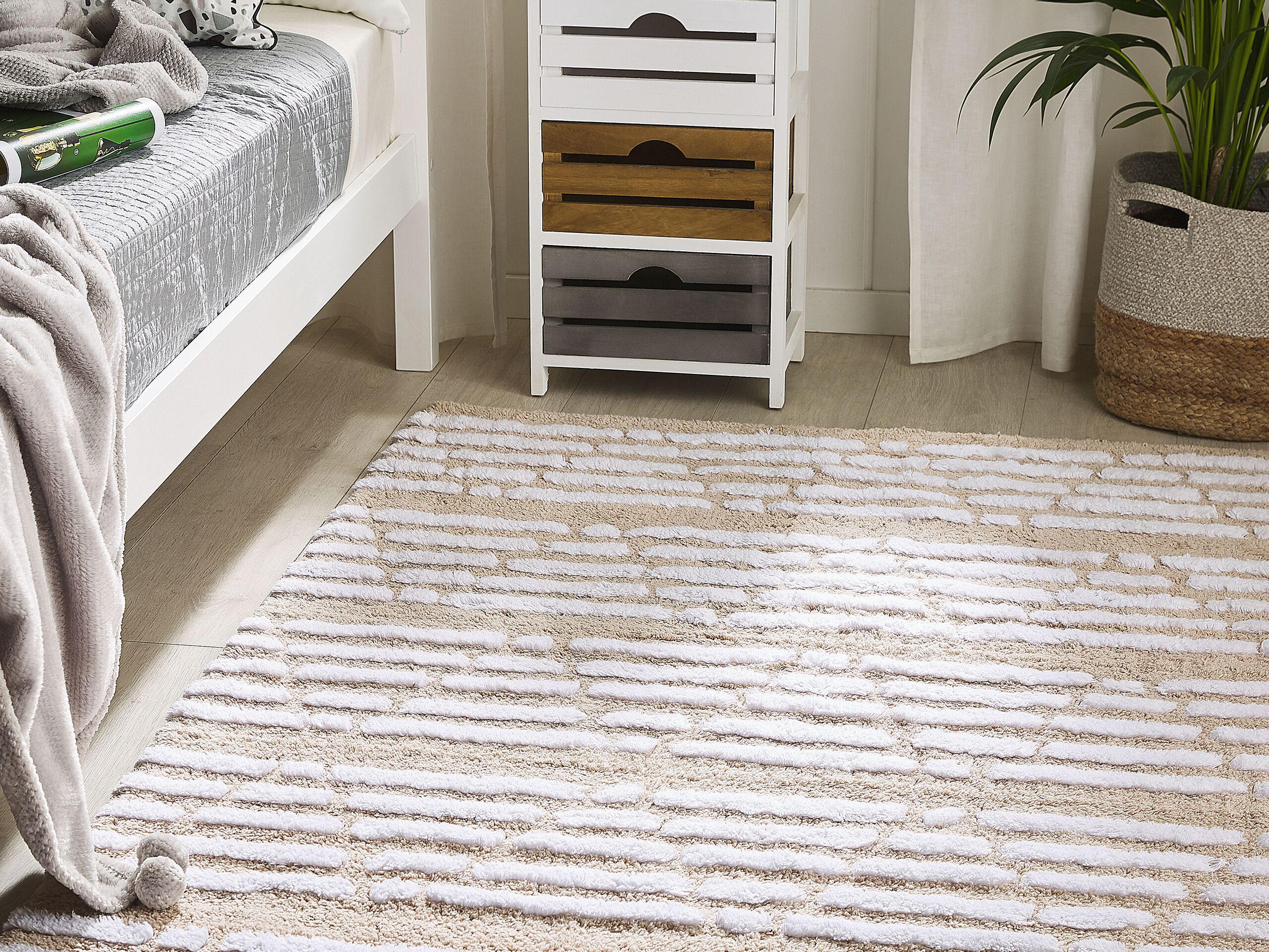 KURZFLOR-TEPPICH Ahirli 180/120 cm - Beige, Textil (120/180cm) - Beliani