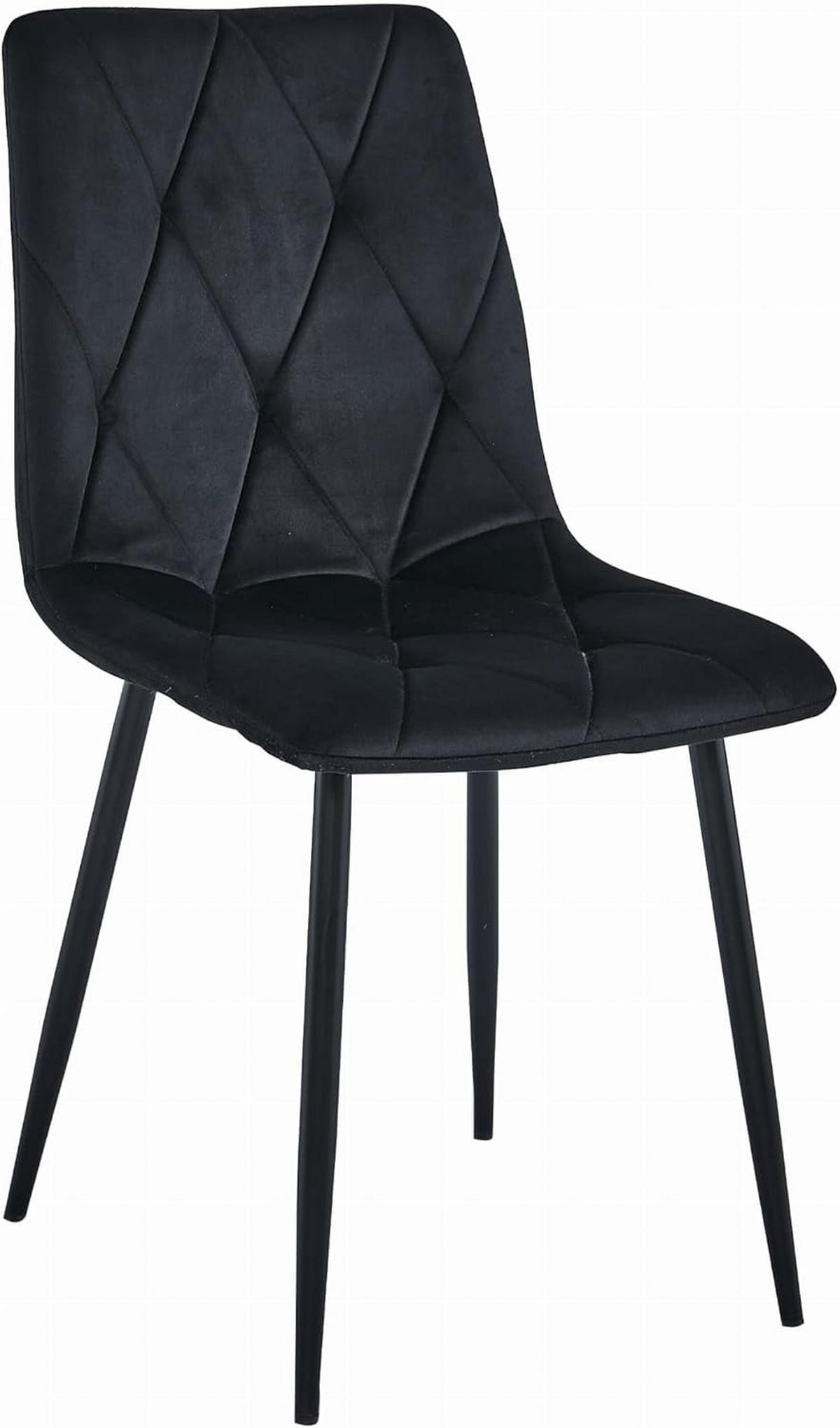 ESSZIMMERSTUHL Schwarzer Velours, Gepolsterte Sitzfläche, Modernes Design - Schwarz, Textil (51/86/56cm) - Best For Home