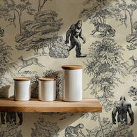 TAPETE Bigfoot aus echtem Papier, 200x280cm, 8 Bögen - Schwarz, Papier (200/280cm) - WALLPAPERS4BEGINNERS