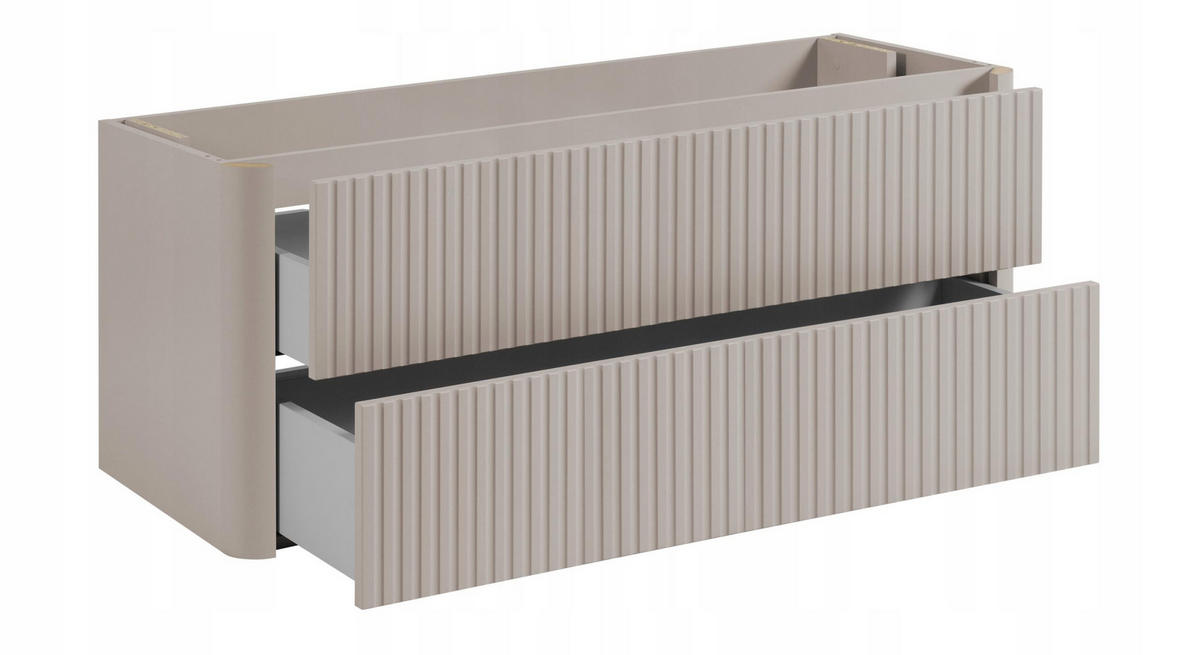 WASCHBECKENUNTERSCHRANK LINEA hängend geriffelt Kaschmir matt 120/48/44 cm - Kaschmir, Holzwerkstoff (120/48.4/43.7cm) - Rodan
