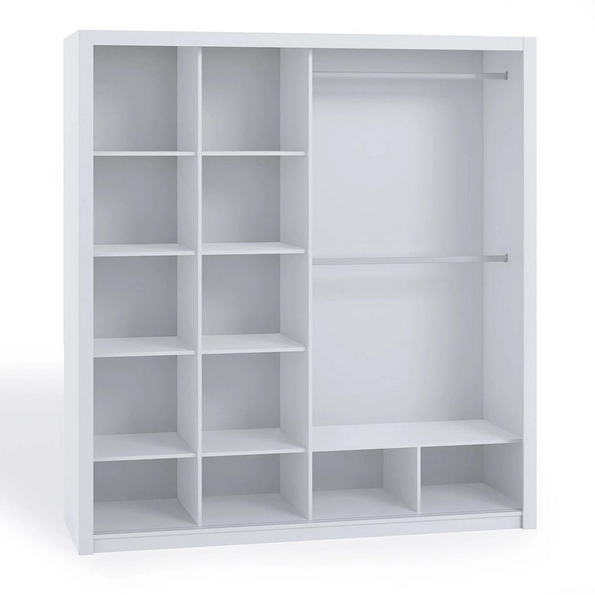 SCHIEBETÜRENSCHRANK Tamiza 200/215/62 mit Spiegel - Silberfarben/Braun, Holzwerkstoff/Kunststoff (200/215/62cm) - Ravio