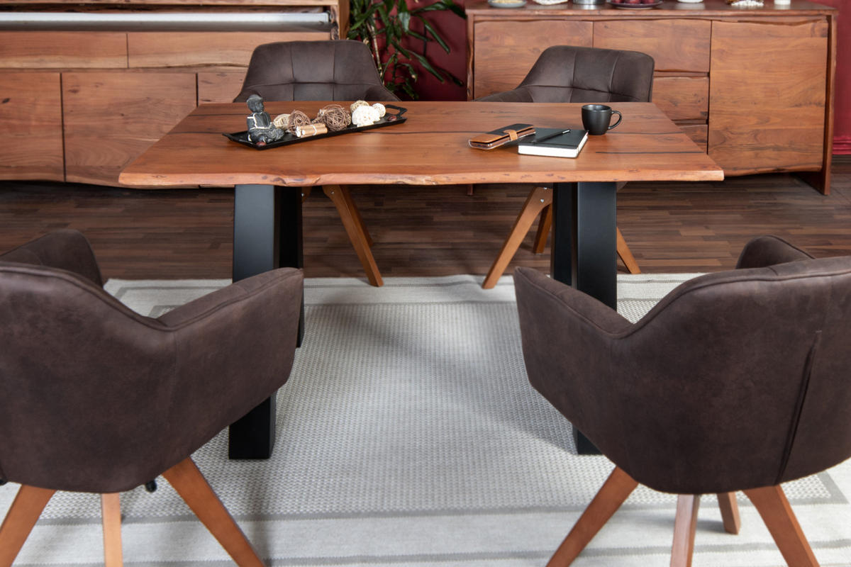 ESSTISCH POLLY - Schwarz/Braun, Holz/Metall (80/120/77cm) - SAM